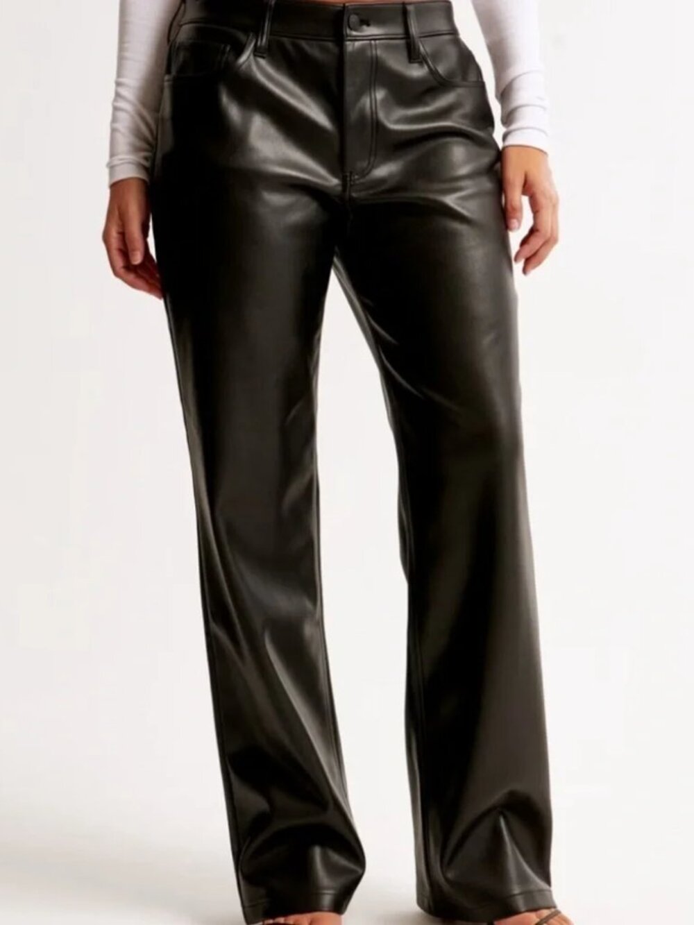 Abercrombie & Fitch The 90’s Boot Cut Low Rise Vegan Leather Pants Size 30/10